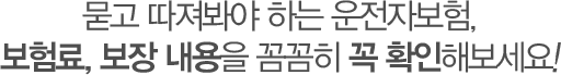 묻고 따져봐야 하는 운전자보험, 보험료, 보장 내용을 꼼꼼히 꼭 확인해보세요!
